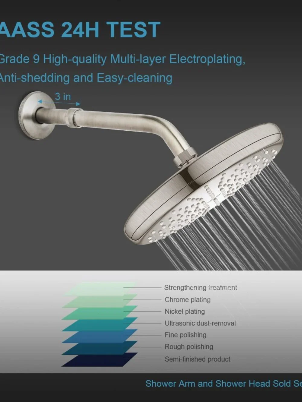 OFFO Shower Head Extension Arm 3 in, Brushed Nickel Shower Arm Extension Shower